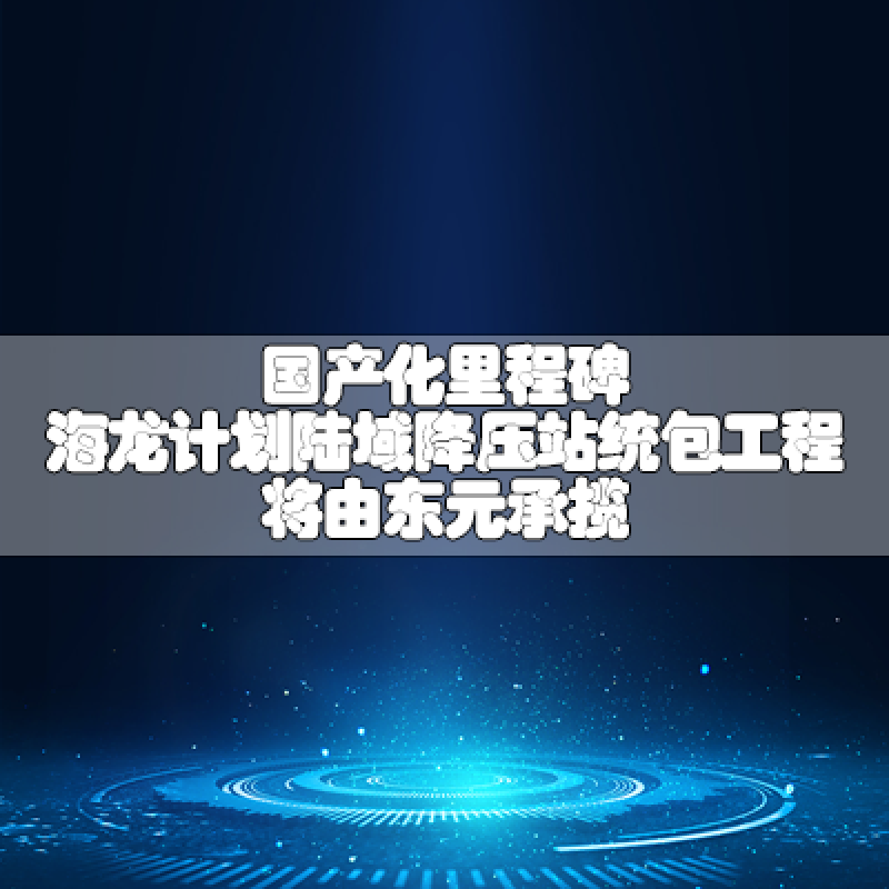 国产化里程碑 海龙计划陆域降压站统包工程将由高德娱乐承揽